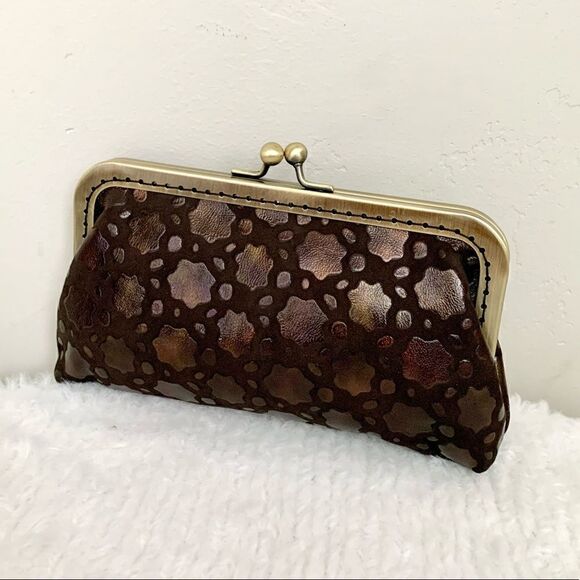 Handmade Vintage style Genuine Embossed Leather Kisslock Mini Clutch/Crossbody - Picture 7 of 15